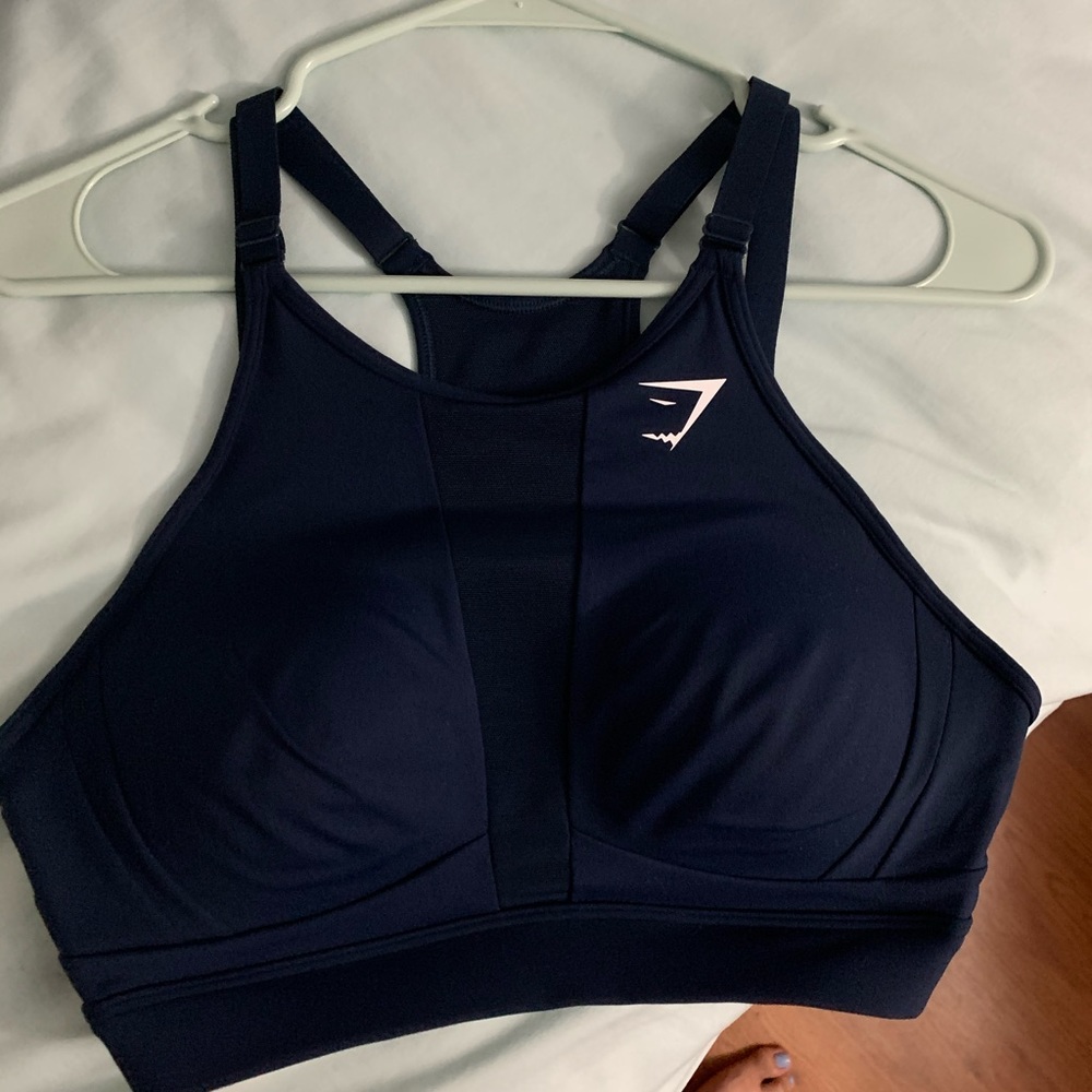 Gymshark high support bra, navy blue.
